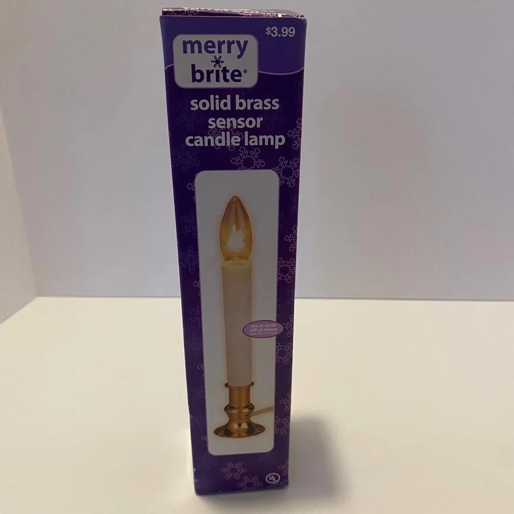 Merry Brite Brass Sensor Candle Lamp Lot of 8 Gold Window Light